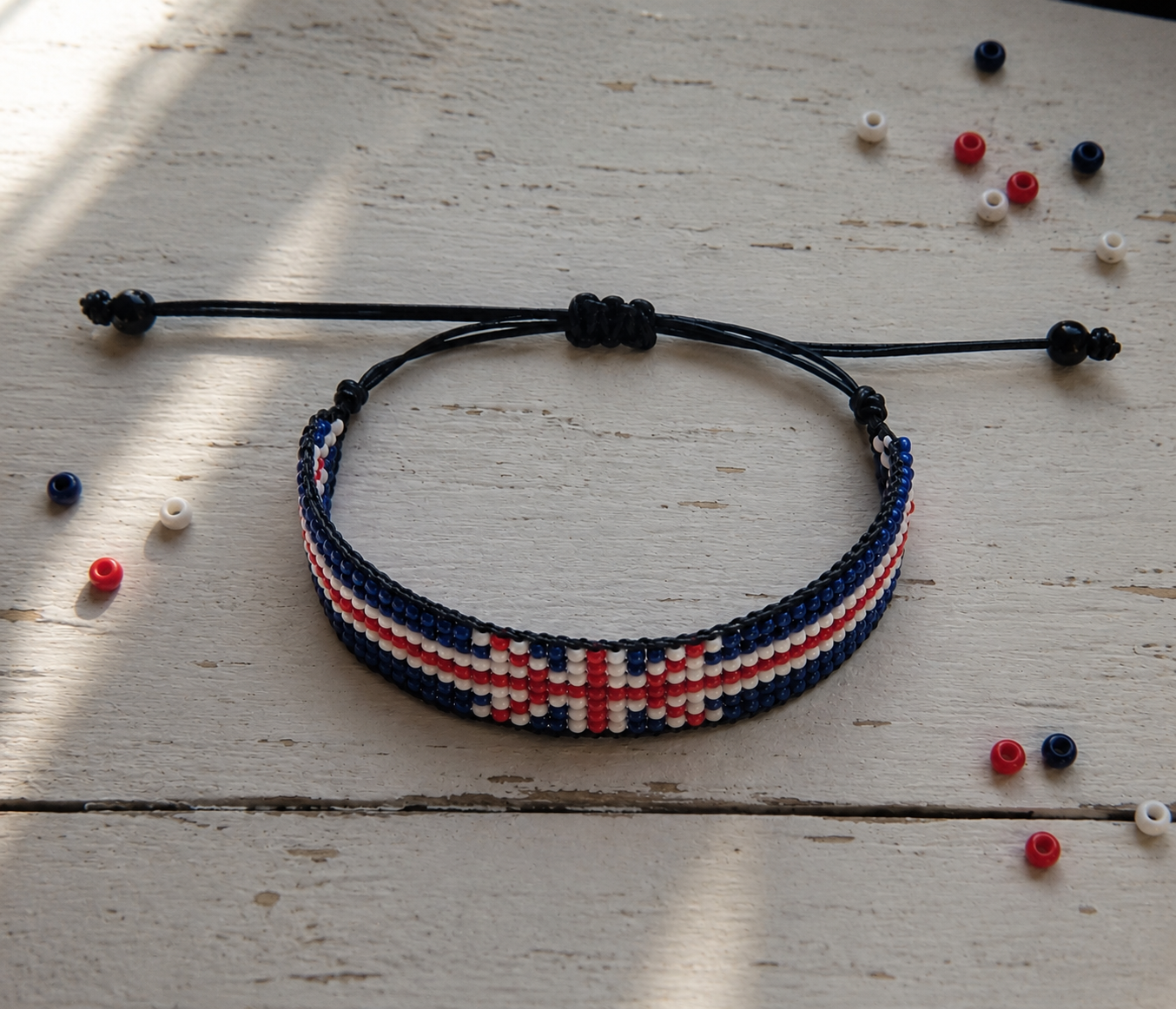 Handbeaded Union Jack Bracelet