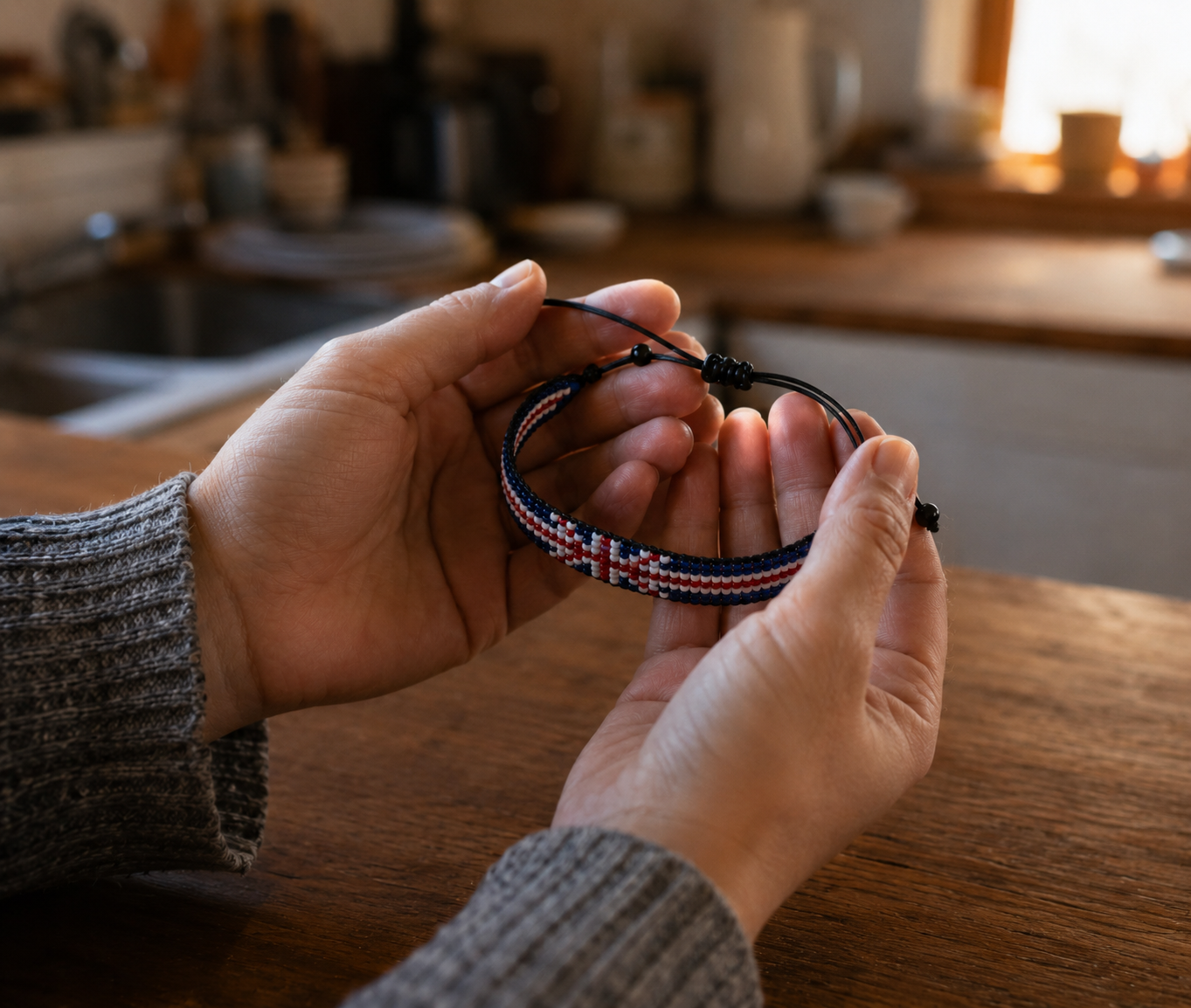 Handbeaded Union Jack Bracelet